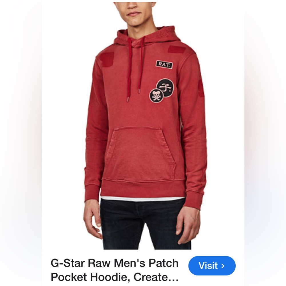 Men's Red Hoodie with Patch Details -XL